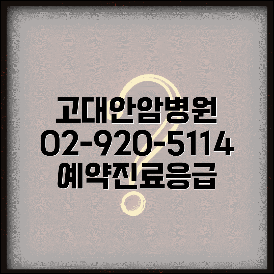 고려대안암병원 대표전화번호 02-920-5114 | 고대안암병원 예약 진료과 응급실 검진