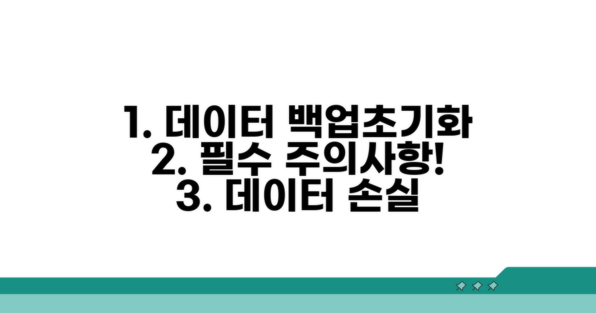 데이터 백업 및 초기화 시 주의사항